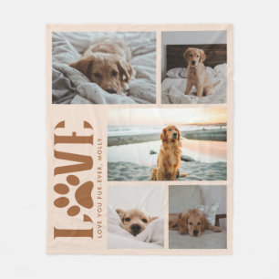 Modern Neutral 'Love' Pet Photo Collage Fleece Blanket