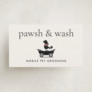 Modern Neutral Mobile Dog Groomer Business Card