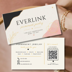 Modern Neutral Permanent Jewellery Artist QR Code Business Card