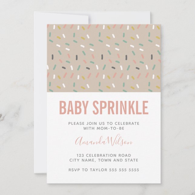 Modern Neutral Pink Baby Girl Sprinkle Invitation (Front)