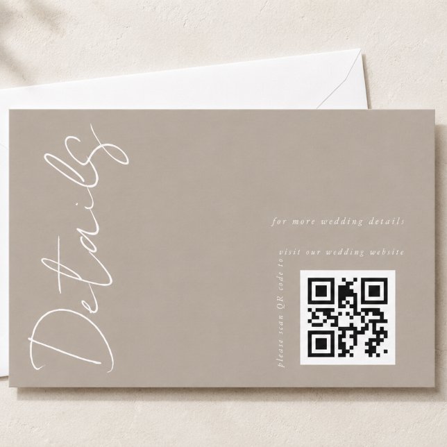 Modern Neutral QR code Wedding Details  Enclosure Card (Creator Uploaded)