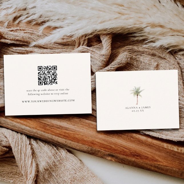 Modern Neutral QR Code Wedding Details & RSVP Enclosure Card (Creator Uploaded)