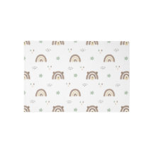 Modern Neutral Rainbow Bear Pattern Nursery Rug