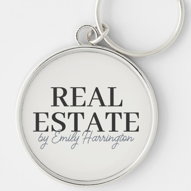 Modern Neutral Real Estate Agent Key Ring (Front)