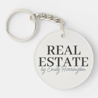 Modern Neutral Real Estate Agent Key Ring