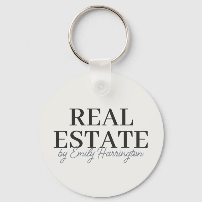 Modern Neutral Real Estate Agent Key Ring (Front)