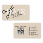Modern Neutral Scissors QR Code Hair Stylist