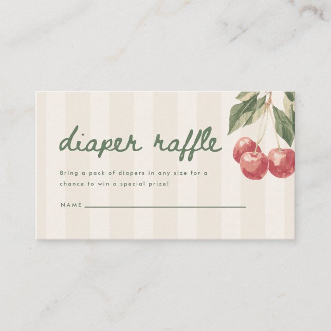 Modern Neutral Script Striped Market Baby Shower Enclosure Card (Front)