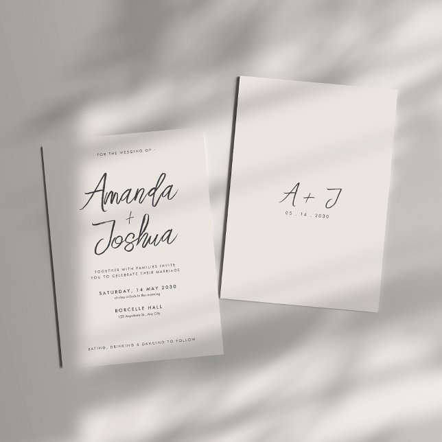 Modern Neutral Script Wedding Invitation (Creator Uploaded)