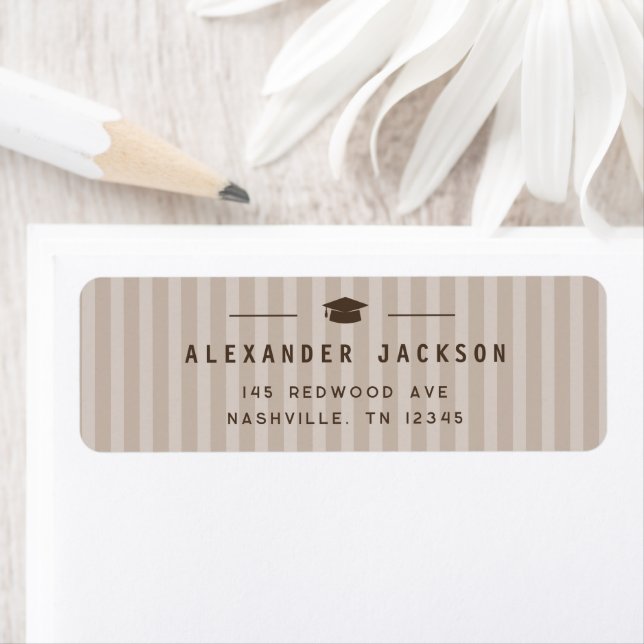 Modern Neutral Stripes Graduation Return Address (Insitu)