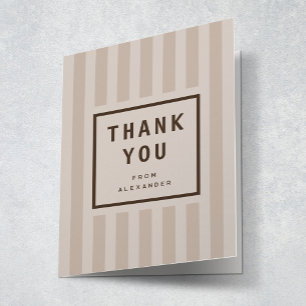 Modern Neutral Stripes Graduation Thank You Card