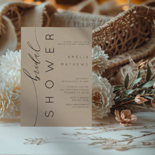 Modern Neutral Tan & Typography Bridal Shower Invitation