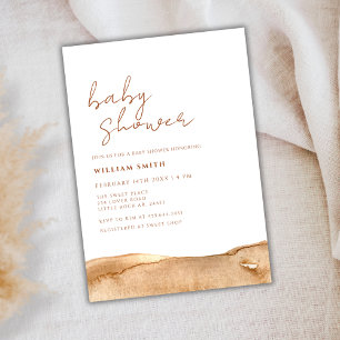 Modern Neutral Terracotta Abstract Baby Shower Invitation