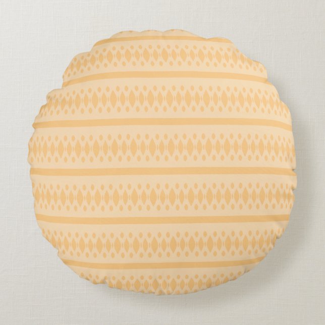 Modern Neutral Toned Abstract Stripe Design Round Cushion (Front)