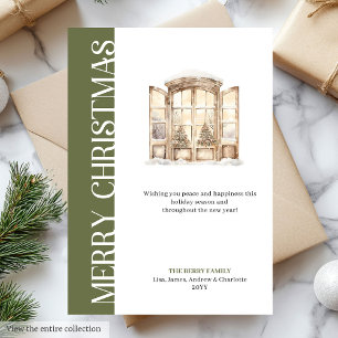 Modern neutral tones Christmas tree greeting card