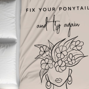 Modern Neutral Try Again Woman with Flowers Fleece Blanket