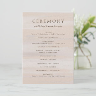 Modern Neutral Watercolor Elegant Wedding Programme