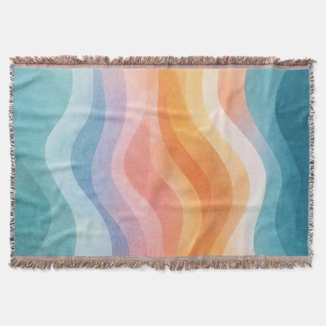 Modern Neutral Wave • Minimalist Deco • Trendy Throw Blanket (Front)