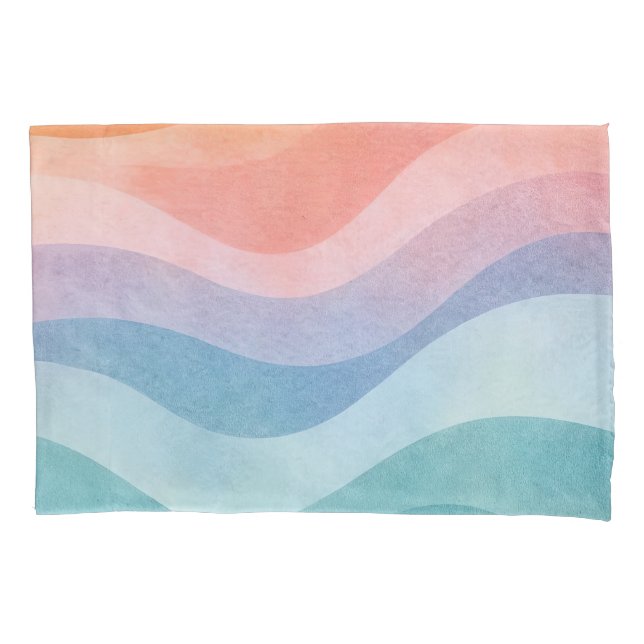 Modern Neutral Wave Pillow Case • Minimalist Home  (Front)