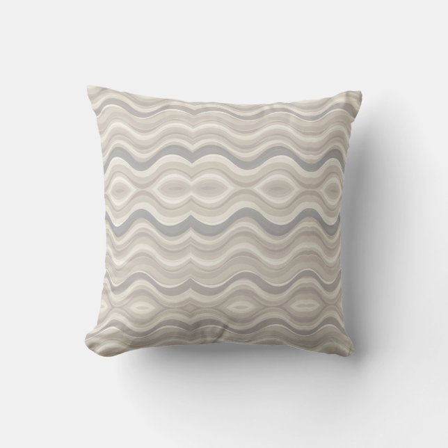 Modern Neutral Wavy Abstract Pattern Cushion (Front)