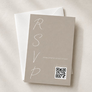 Modern Neutral Wedding QR code RSVP Card