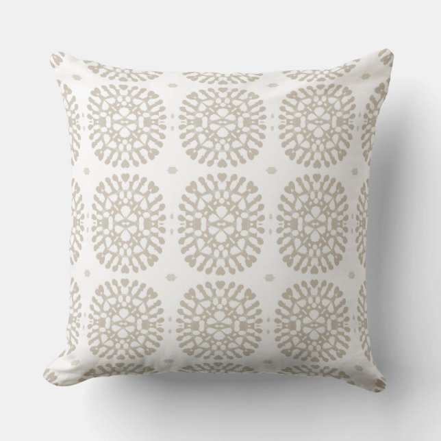 Modern Neutral & White Coastal Throw Pillow (Front)