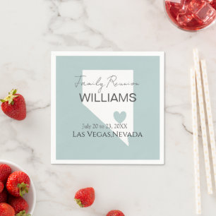 Modern Nevada Map Personalised Family Reunion Napkin