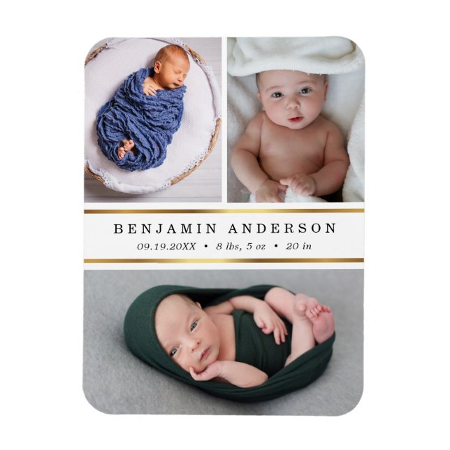 Modern New Baby Birth Stats Magnet (Vertical)