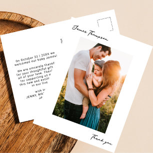 Modern New Baby Hand-written Photo Thank You Postcard
