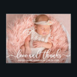Modern New Baby Love and Thanks Photo Wht Announcement Postcard<br><div class="desc">Modern New Baby Love and Thanks - Thank You Photo Postcard - White Script</div>