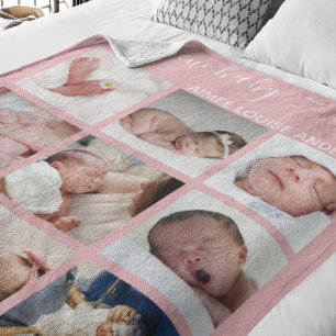 Modern New Baby Photo Collage Gift Fleece Blanket