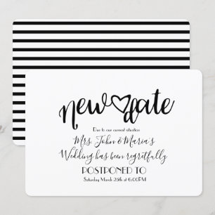 Modern New Date Postponement Cancellation Wedding Invitation