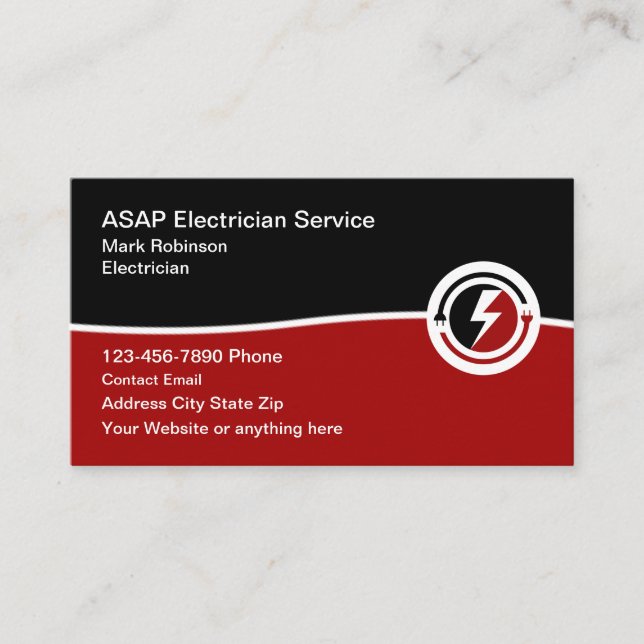 Modern New Electrician Service Business Card (Front)