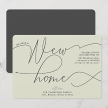 Modern New Home Calligraphy Pale Green Moving