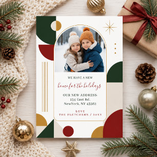 Modern New Home for Holidays Photo Moving Holiday Card