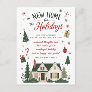Modern New Home for the Holidays Moving Holiday Postcard