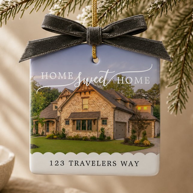 Modern New Home House Photo Ceramic Ornament (Modern New Home House Photo Ceramic Ornament)