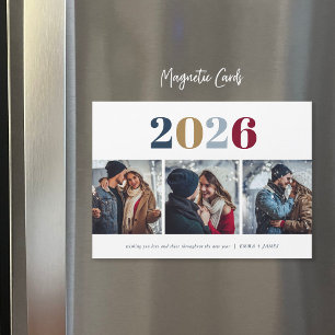 Modern New Year 3 Photo Magnetic Card