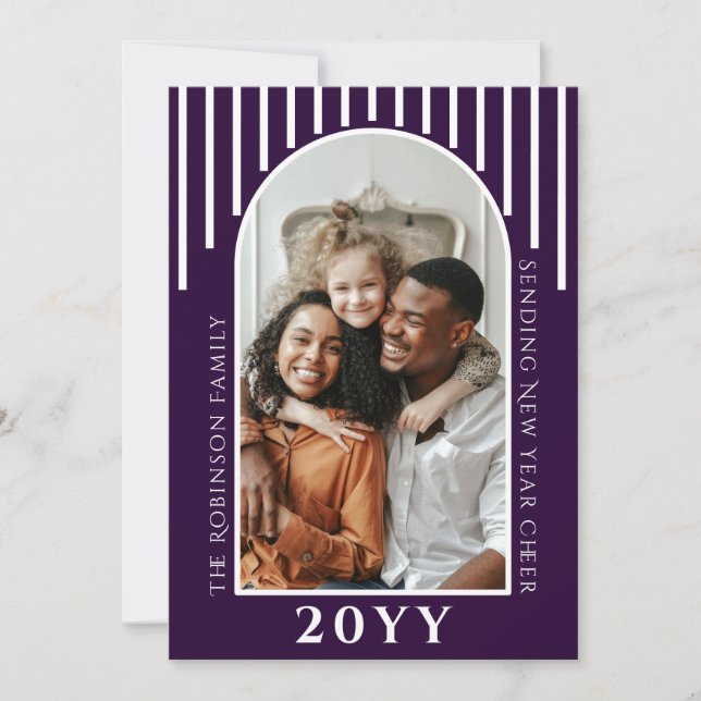 Modern New Year Cheer Photo Card Message on Back (Front)