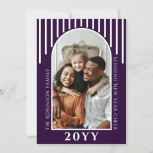 Modern New Year Cheer Photo Card Message on Back