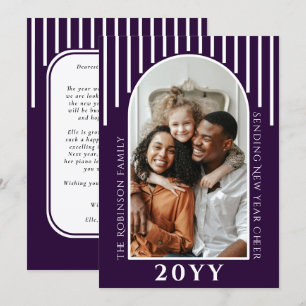 Modern New Year Cheer Photo Card Message on Back