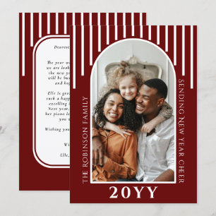 Modern New Year Cheer Photo Card Message on Back