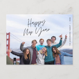 Modern New Year Greeting,  Happy Family Photo Post Postcard