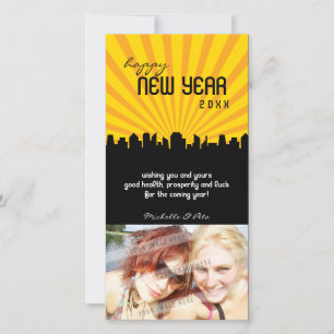 MODERN NEW YEAR PHOTOCARD :: cityscape P1 Holiday Card