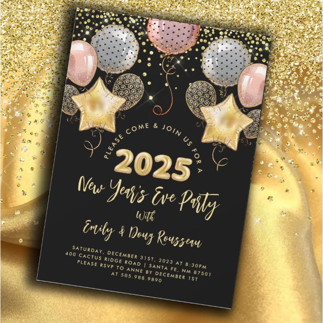 Modern New Year's Eve Party 2025 Rose Gold Glitter Invitation (Creator Uploaded)