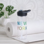 Modern New York Colourful Text    Water Bottle<br><div class="desc">Modern New York Colourful Text design</div>