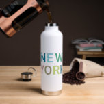 Modern New York Colourful Text    Water Bottle<br><div class="desc">Modern New York Colourful Text design</div>