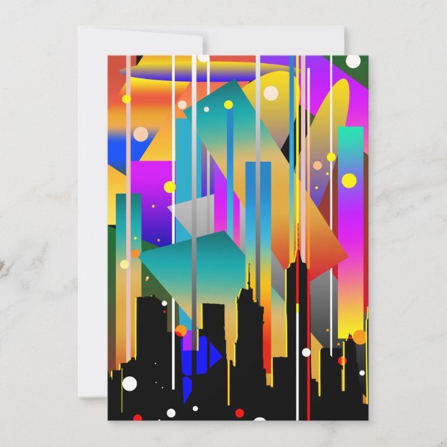 Modern New York Geometrical Shapes Abstract Invitation (Front)
