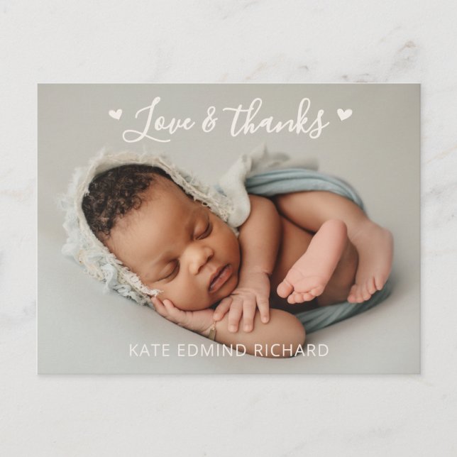 Modern Newborn baby Photo Birth Announcement  Postcard (Front)