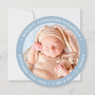 Modern Newborn New Baby Personalised Photo Birth Announcement